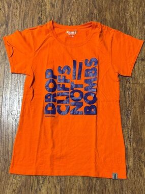 Planks || Skiing "Drop Cliffs Not Bombs" Women's 100% Cotton T-Shirt Size Large